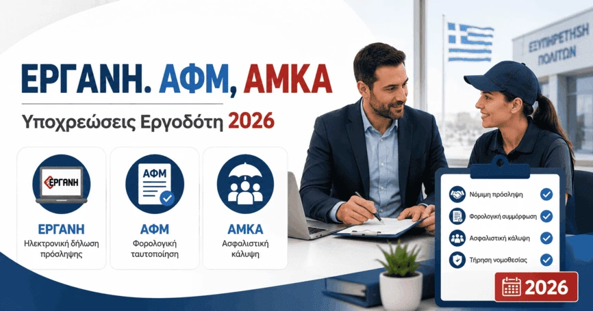 ΕΡΓΑΝΗ, ΑΦΜ, ΑΜΚΑ: Υποχρεώσεις Εργοδότη 2026